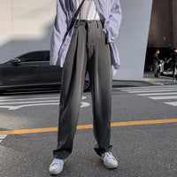 Wide leg draped trousers full length view