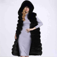 Long faux fur vest full length view