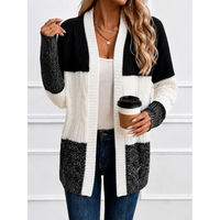 Oversized cable knit cardigan front view